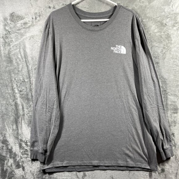 The North Face Mens Shirt XXL Gray Long Sleeve Big Logo Pullover Outdoors - Picture 1 of 10